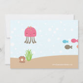 海の女の子の誕生日のパーティの招待状の下でかわいい 招待状 (裏面)