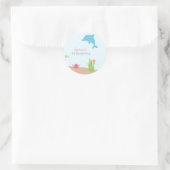 海の女の子の誕生日パーティーのシールの下にかわいい ラウンドシール (バッグ)