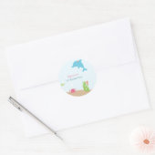 海の女の子の誕生日パーティーのシールの下にかわいい ラウンドシール (封筒)