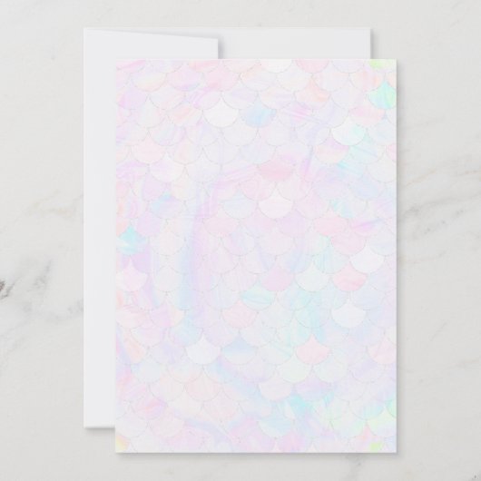 海の女の子の誕生日パーティーの下の人魚の尾 招待状 (裏面)