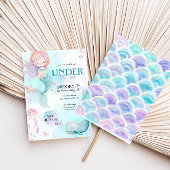 海の女の子の誕生日パーティーの下の人魚 招待状