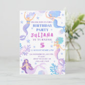 海の女の子の誕生日パーティーの下の人魚 招待状 (スタンド正面)