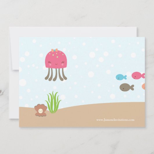 海の女の子の誕生日パーティーの招待でかわいい 招待状 (裏面)