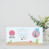 海の女の子の誕生日パーティーの招待状の下にかわいい (スタンド正面)