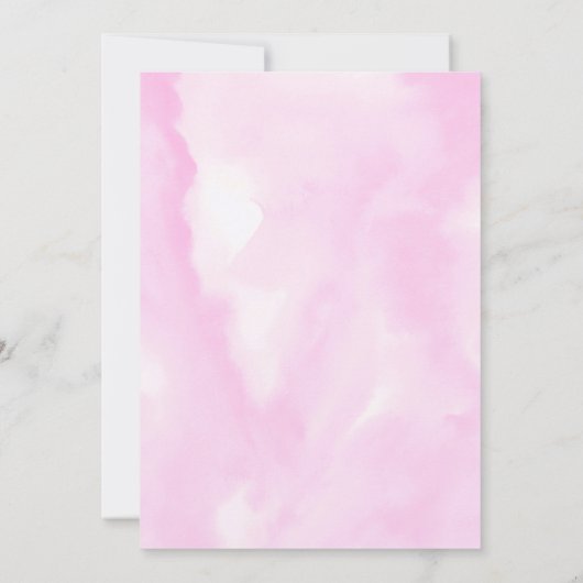 海の女の子の赤ちゃんシャワーの下のピンクの水色 招待状 (裏面)