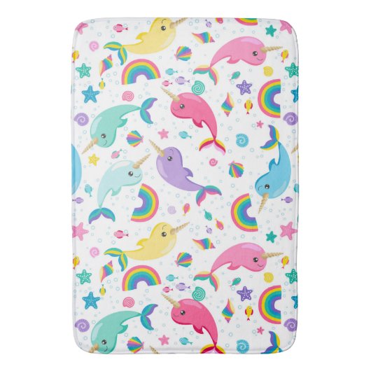 海の女の子の魚の下の虹のナかわいらしーホール バスマット (正面縦)