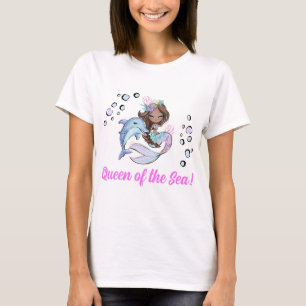 海の女王:お母さんのための人魚をテーマにしたTシャツ Tシャツ