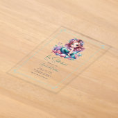 海の妖精の誕生日おめでとう Let's Shell-ebrate アクリル招待状 (レイダウン)