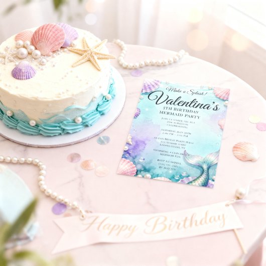 海の妖精の誕生日パーティー 神秘的な大洋 招待状