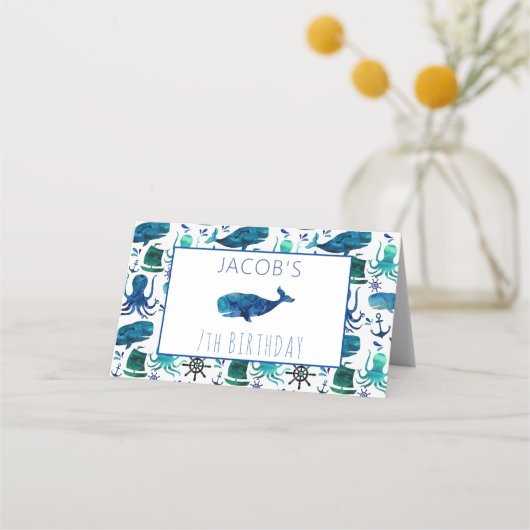 海の子どもたち海の誕生日パーティーの下で プレイスカード (裏面)