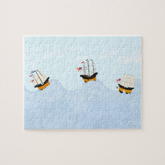 海の子どもたち転がに浮かぶ3隻 ジグソーパズル (横)
