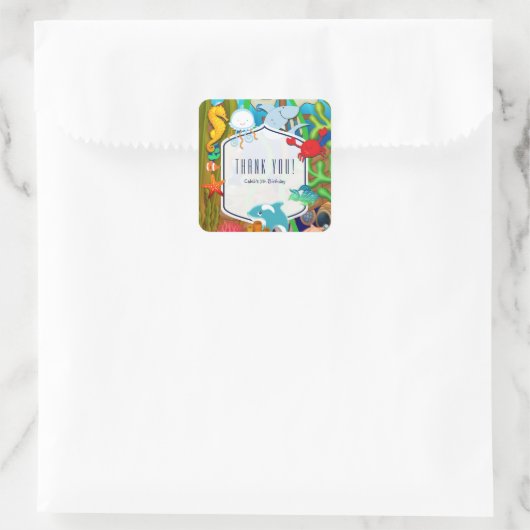 海の子供の誕生日党の好意の下のおもしろい スクエアシール (バッグ)