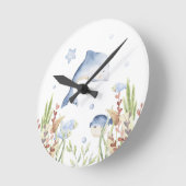 海の子供部屋装飾の下でイルカ ラウンド壁時計 (傾斜)