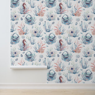 海の宝物の水彩模様 壁紙