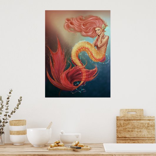 海の宝石の秘密の海の人魚 ポスター (キッチン)
