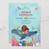 海の小さな人魚と鯨の誕生日の下で 招待状 (正面/裏面)