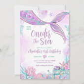 海の小さな人魚の最初の1歳の誕生日 招待状 (正面)