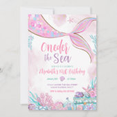 海の小さな人魚の最初の1歳の誕生日 招待状 (正面)
