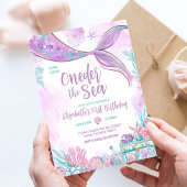 海の小さな人魚の最初の1歳の誕生日 招待状