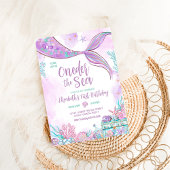 海の小さな人魚の最初の1歳の誕生日 招待状