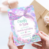 海の小さな人魚の最初の1歳の誕生日 招待状