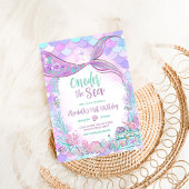 海の小さな人魚の最初の1歳の誕生日 招待状