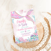 海の小さな人魚の最初の1歳の誕生日 招待状