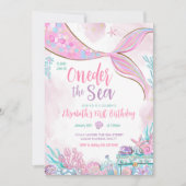 海の小さな人魚の最初の1歳の誕生日 招待状 (正面)
