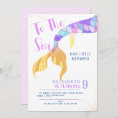 海の小さな人魚の誕生日パーティーに 招待状 (正面/裏面)