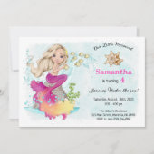 海の小さな人魚の誕生日パーティーInvitaの下 招待状 (正面)