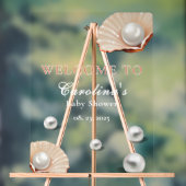 海の小さな真珠の下で海の赤ちゃんシャワー歓迎 アクリルサイン (ニュートラル)