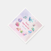 海の少女のベビーシャワーの下のピンク スタンダードカクテルナプキン (角)