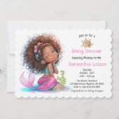 海の少女の下で小さな人魚の赤ちゃんシャワー 招待状 (正面)