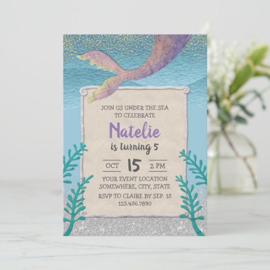 海の少女の下の人魚5th誕生日パーティー 招待状 (スタンド正面)