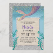 海の少女の下の人魚5th誕生日パーティー 招待状 (正面/裏面)
