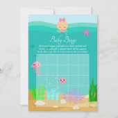 海の少女の下の可愛い人魚の赤ちゃんシャワービンゴ 招待状 (正面)
