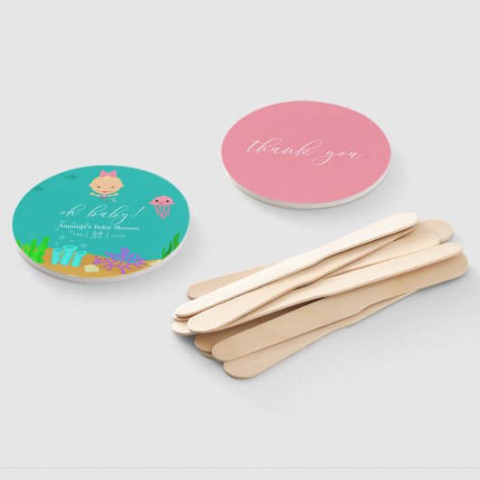 海の少女の下の可愛い人魚の赤ちゃんシャワー ハンドファン (組立なし)