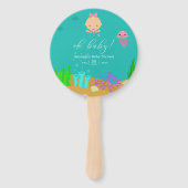 海の少女の下の可愛い人魚の赤ちゃんシャワー ハンドファン (正面)