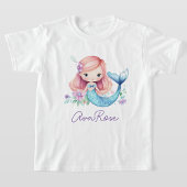 海の少女の人魚の下にかわいいパーソナライズされた Tシャツ