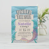 海の少女の誕生日パーティーの下の人魚 招待状 (スタンド正面)