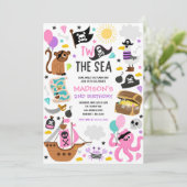 海の少女ピンクパイレーツ 2歳の誕生日パーティー 招待状 (スタンド正面)