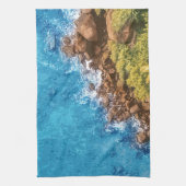 海の岩、ビュー1 キッチンタオル (縦)