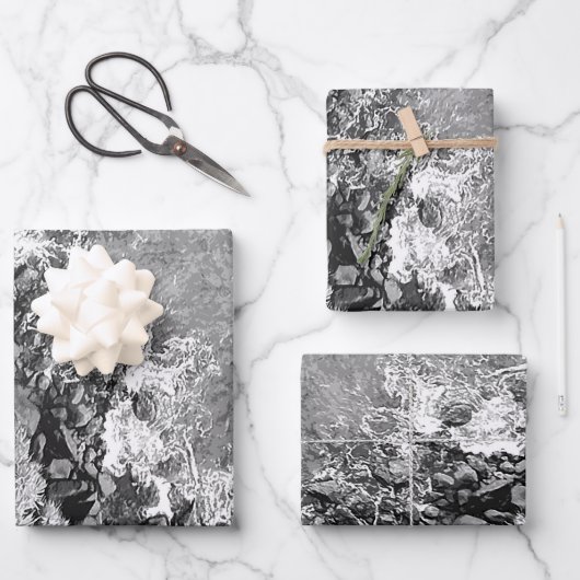 海の岩、ビュー2 ラッピングペーパーシート (正面)