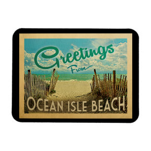 海の島のビーチのヴィンテージ旅行 マグネット