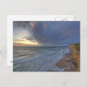 海の崖はポンポニで日の最後の光をキャッチ ポストカード (正面/裏面)