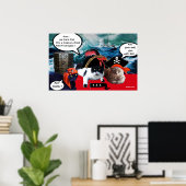 海の嵐の中の船とおしゃべりする海賊猫 ポスター (ホームオフィス)