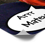 海の嵐の中の船と話す海賊猫 ポスター (角)