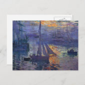 海の帆船のボート絵画アートでのモネの日の出 ポストカード (正面/裏面)