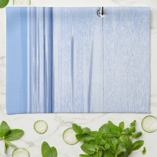 海の帆船、青航海のい水空 キッチンタオル (折り畳み)