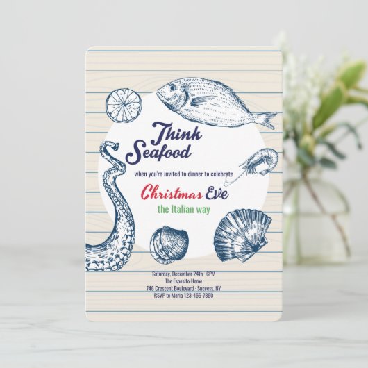 海の幸のディナー・パーティー招待状を考える 招待状 (スタンド正面)